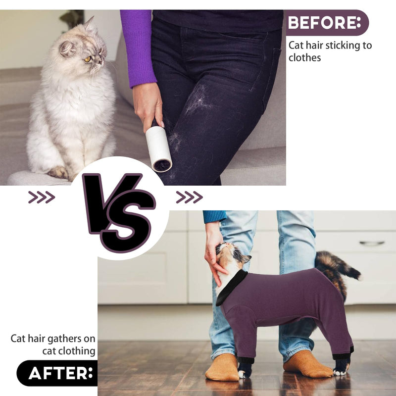 QBLEEV Cat Pajamas for Cats Only, Sticky Hair Cat Clothes, Cat Onesie for Cats After Surgery Female Male, Surgical Cat Recovery Suit Full Bodysuit, Long Sleeve Cat Shirts Outfits to Prevent Licking Small Fuchsia - PawsPlanet Australia