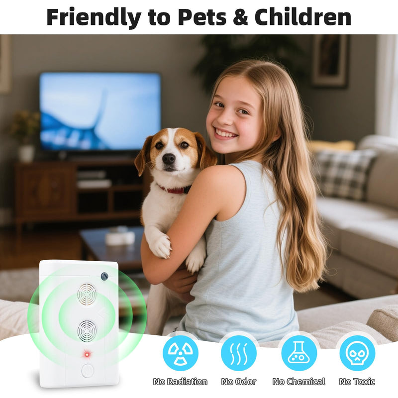 4 Pack Upgraded Bat Repellent Deterrent Devices for Attic, Ultrasonic Bat Repellent for Indoor Use, Plug in Bats Deterrent System Keeps Bats Away from Attics, Farms and Warehouses White 4