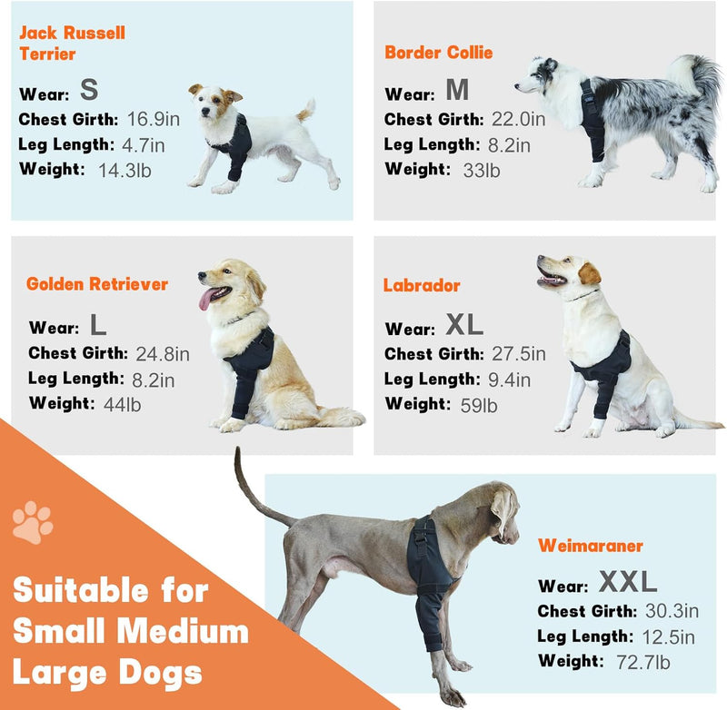 Dog Canine K9 Shoulder Elbow Callus Pain Relief Brace - Hot Spot Hygroma Hotspot Wound Chewing Protector Wrap For Arthritis, Sprained, Injured Joints Vet Approved - Large, Right Leg Large - Right Leg - PawsPlanet Australia