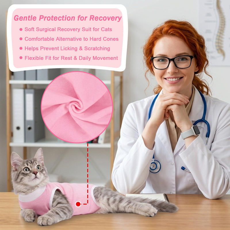 Coppthinktu Cat Recovery Suit Female for Surgical Abdominal Wounds, Breathable Cat Onesie for Cats After Surgery Bodysuit Female, Kitten Recovery Suit Cone of Shame Alternative Anti Licking Blue Medium