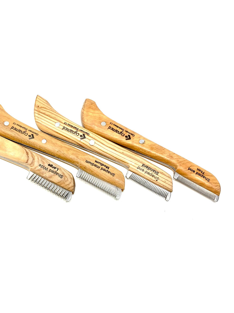 Cynamed Professional Pet Grooming Tool - Stripping Knives, Hand-Crafted Wooden Handle, German Grade Stainless Steel - Perfect for Hair of All Types (Medium) Medium - PawsPlanet Australia