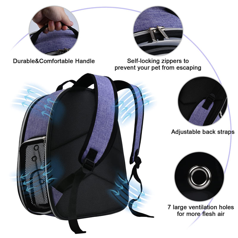 BAGLHER Cat Carrier Backpack Bubble - Fit Up to 18 Lbs - Airline-Approved Dog Backpack Carrier for Small Pets Puppies Dogs Bunny, Space Capsule Dog Carrier Backpack for Travel Outdoor Hiking, Purple - PawsPlanet Australia
