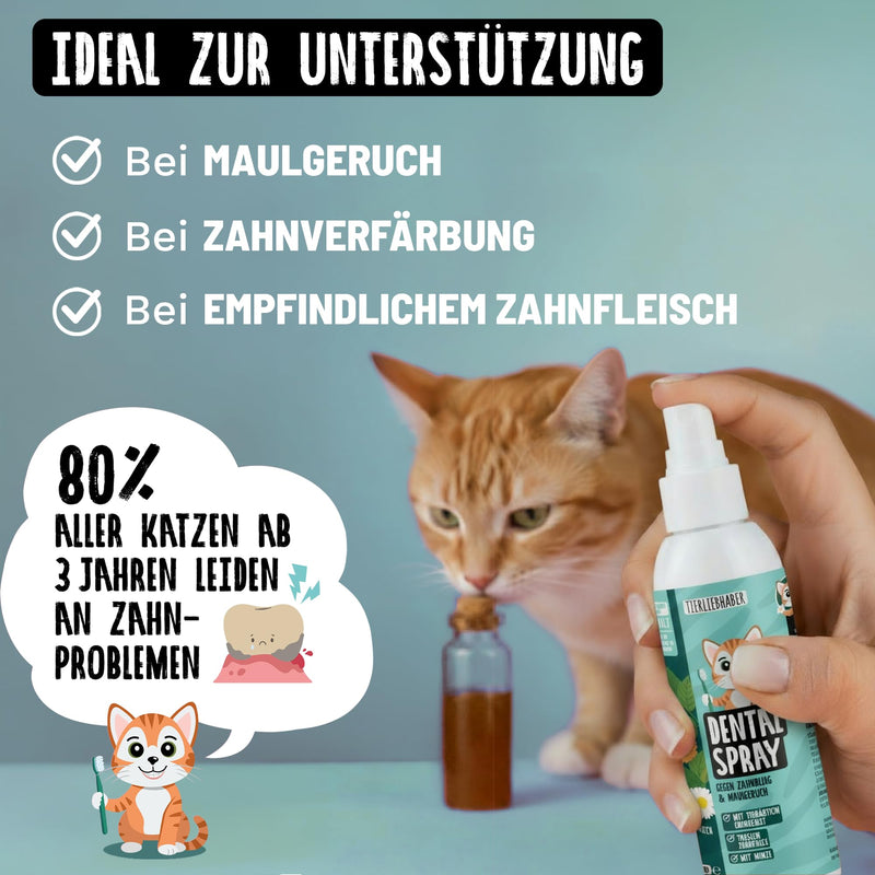 TIERLIEBHABER Dental Spray for Cats Dental Care - Dental Care Cats Toothpaste Alternative - Against Cat Bad Breath & Tartar Cat 100% Natural - Veterinarian Developed in Germany