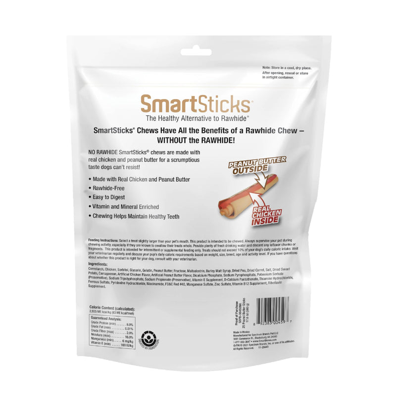 SmartBones SmartSticks with Real Peanut Butter, Rawhide-Free Chews, 25 Count 1.1 Pound (Pack of 25) - PawsPlanet Australia