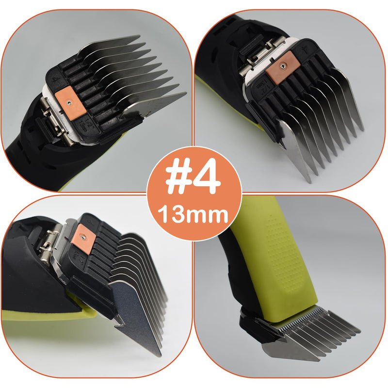 4 Pieces Animal Clippers Stainless Steel A5-Style Replacement Attachment Guide Guard Combs, 3/6/10/13mm 1/8" 1/4" 3/8" 1/2" Compatible with Wahl KM2/5/10 Andis AG BG Oster A5/A6 Pet Cat Dog Groomers