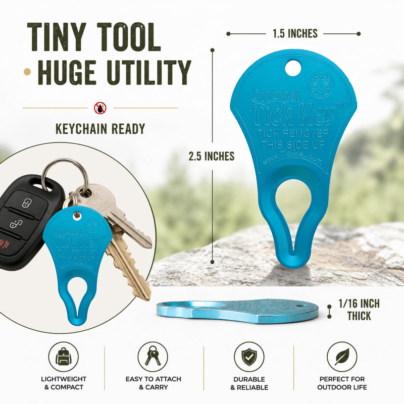The Original Tick Key - Tick Detaching Device - Portable, Safe and Highly Effective Tick Detaching Tool (Blue) Blue