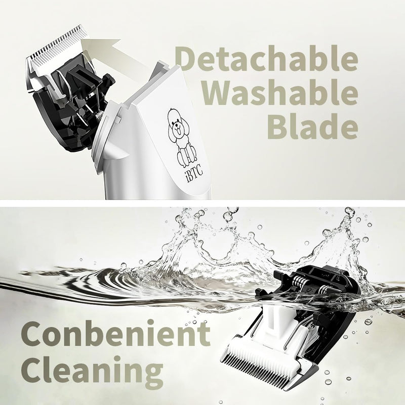 iBTC Dog Clippers for Grooming, Low Noise, Electric Quiet, Adjustable Clipper Comb, Rechargeable Cordless Dog Hair Clippers for Dogs Cats Pets, Green - PawsPlanet Australia