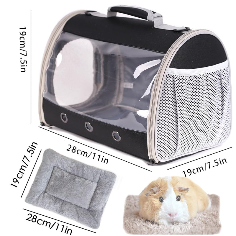 Small Animal Travel Backpack Carrier,Portable Bearded Dragon Bag for Sugar Glider,Hedgehog,Rat,Bunny,Rat,Outdoor Used (Black, Carrier L+ I Leash) Black - PawsPlanet Australia