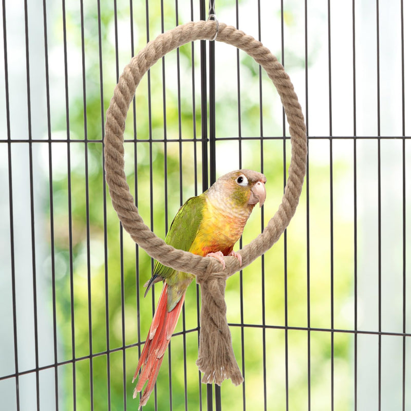 Bird Rope Swing Toy Parrot Climbing Perch Stand for Cockatiel Conure Cockatoo Parakeet Cage Hanging Decor (B: Round) B: Round - PawsPlanet Australia