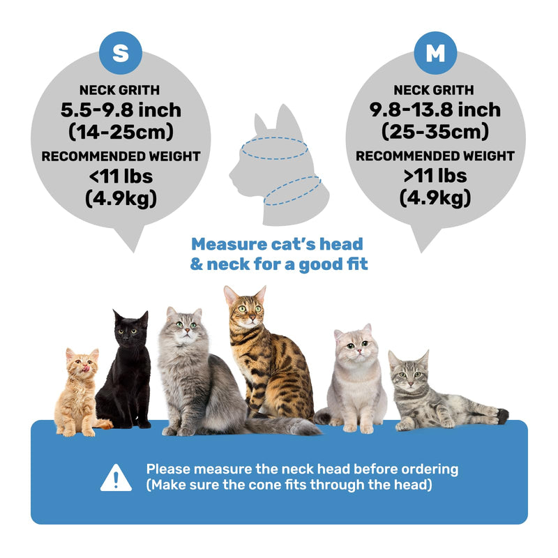 Cat Recovery Collar, Soft Adjustable Cat Cone Alternative, Lightweight Waterproof Fasteners Collars for Cats Kittens Puppies, After Surgery Stop Licking, Post-Surgery or Skin Protection Lake Blue Small