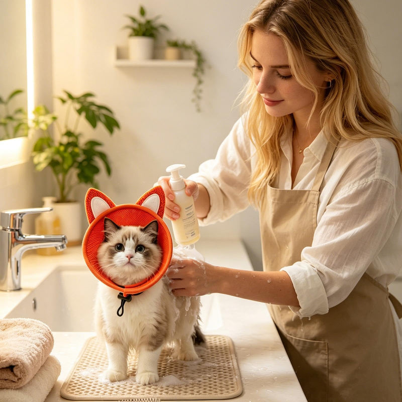 Cat cone neck brace | Wound protection collar | Dog anti-lick collar | For daily outings, indoor grooming, coat care, bathing, vet visits, preventing licking and scratching, red, medium