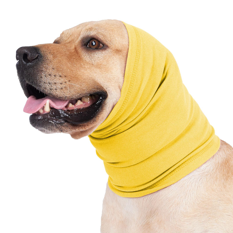 1Pc Soft Elastic Dogs Ear Wraps Comfortable Pet Ear Muffs Headwear Hoodie Dog Warm Neck Ears Covers Warm Keeping Dog Snood Ear Hematoma (Yellow)