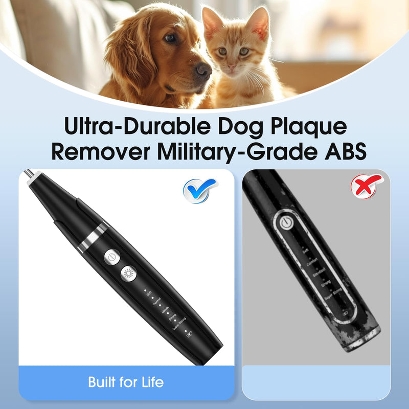 Dog Plaque Remover for Teeth, Pet Teeth Cleaning Products for Tartar & Plaque Off, with LED-Light, Dog Toothbrush for Dental Care, Black