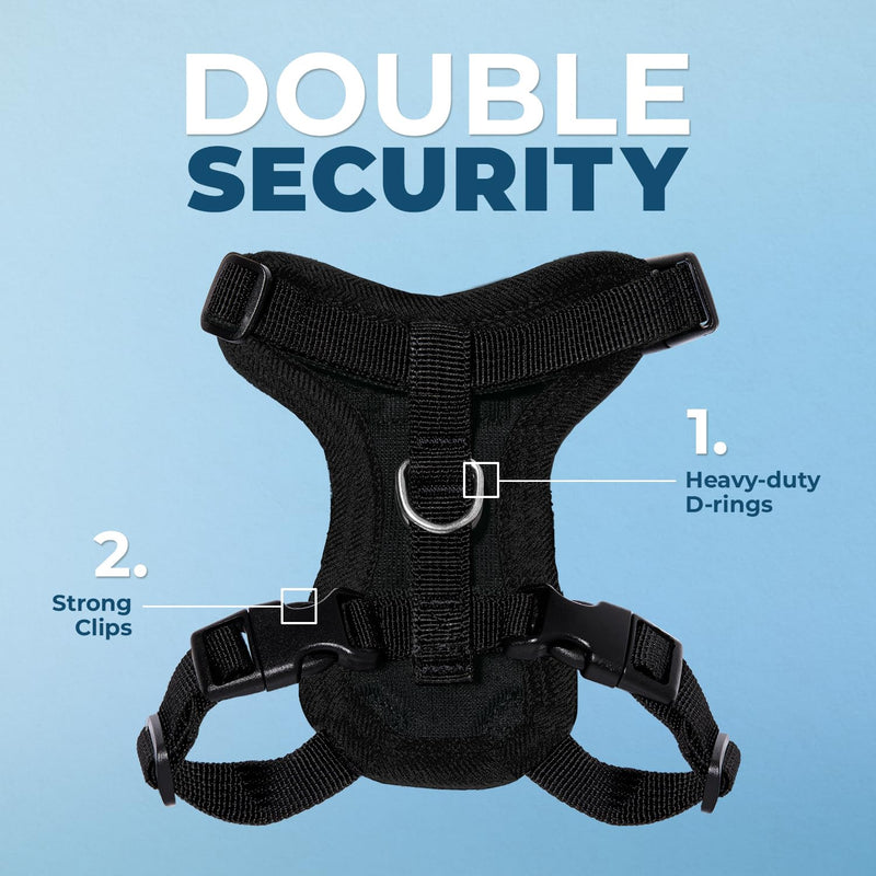 Voyager Step-in Lock Cat Harness and Reflective Cat Leash with Neoprene Handle by Best Pet Supplies - Supports Small, Medium and Large Breed Cats, Black, size XXS - 5ft XXS (Chest: 11.5 - 14" * Fit Cats) Harness Leash Set (Black)