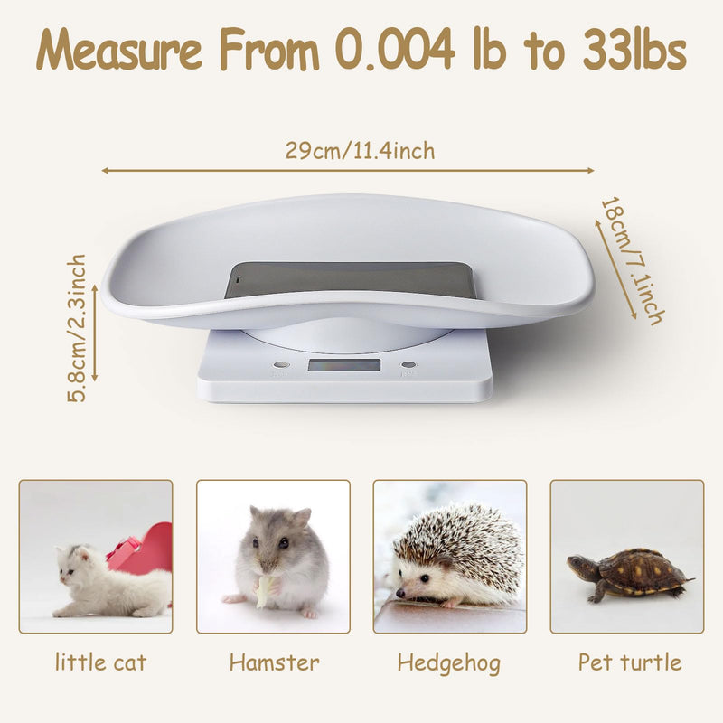 Digital Pet Scale, Puppy Scale for Weighing, Puppy Whelping Scale, Newborn Pet Weighing, Accurate Small Animal Scales for Kitten Hedgehog, Multi-Function LCD Scale,Max 33lb, 11.4 inch 33lb+Tape+Collars+Charts - PawsPlanet Australia