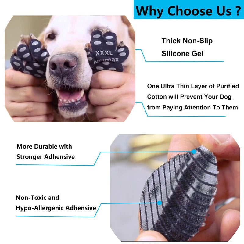 Dog Anti Slip Paw Grips Traction Pads,Dog Feet Stickers with Stronger Adhesive,Paw Protection to Provide Traction for Slippery Floors,Essentials for Senior Dogs,12 sets (48 pcs) XXL Black XXL-2.7*2.4 inch(L*W) - PawsPlanet Australia