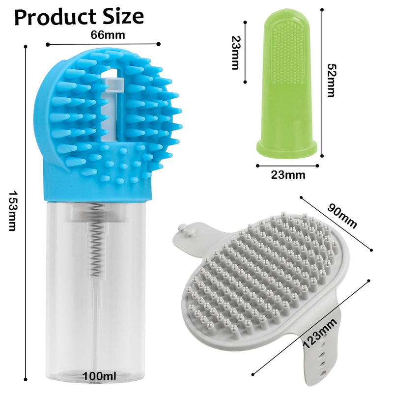 (6 Pcs) ELEGX Pet Grooming Bath Massage Brush with Soap and Shampoo Dispenser Soft Silicone Bristle for Long Short Haired Dogs Cats Shower (Deep blue kit) Deep blue kit - PawsPlanet Australia