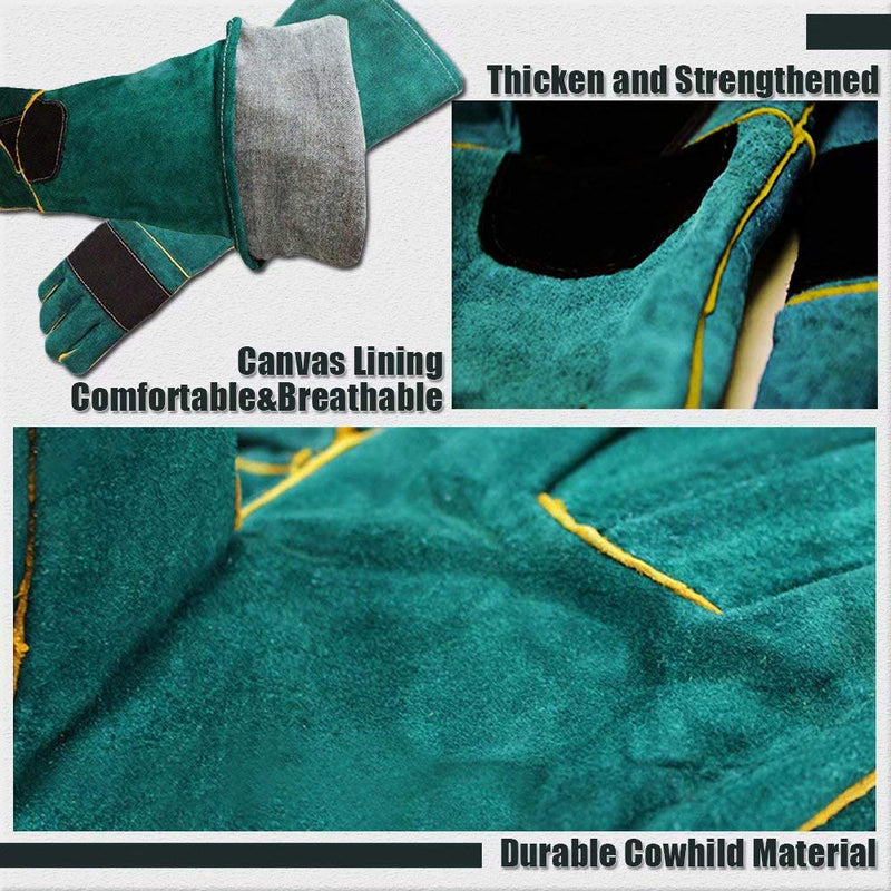 YBB Animal Handling Anti-bite/Scratch Gloves for Dog Cat Bird Parrot Pet (Green) Dark Green - PawsPlanet Australia