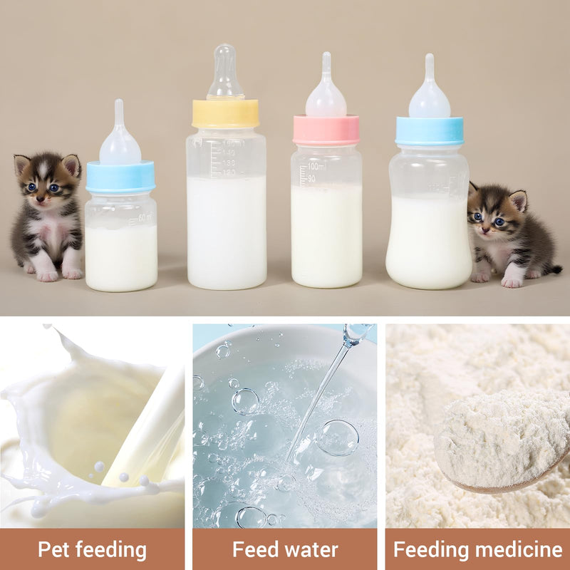Puppy Kitten Nursing Bottle 5oz - Small Animal Feeding Kit with Nipples | Hand Feeding Supplies for Puppies, Kittens, Rabbits, Ferrets & Newborn Pets 1 Count (Pack of 4) YELLOW - PawsPlanet Australia