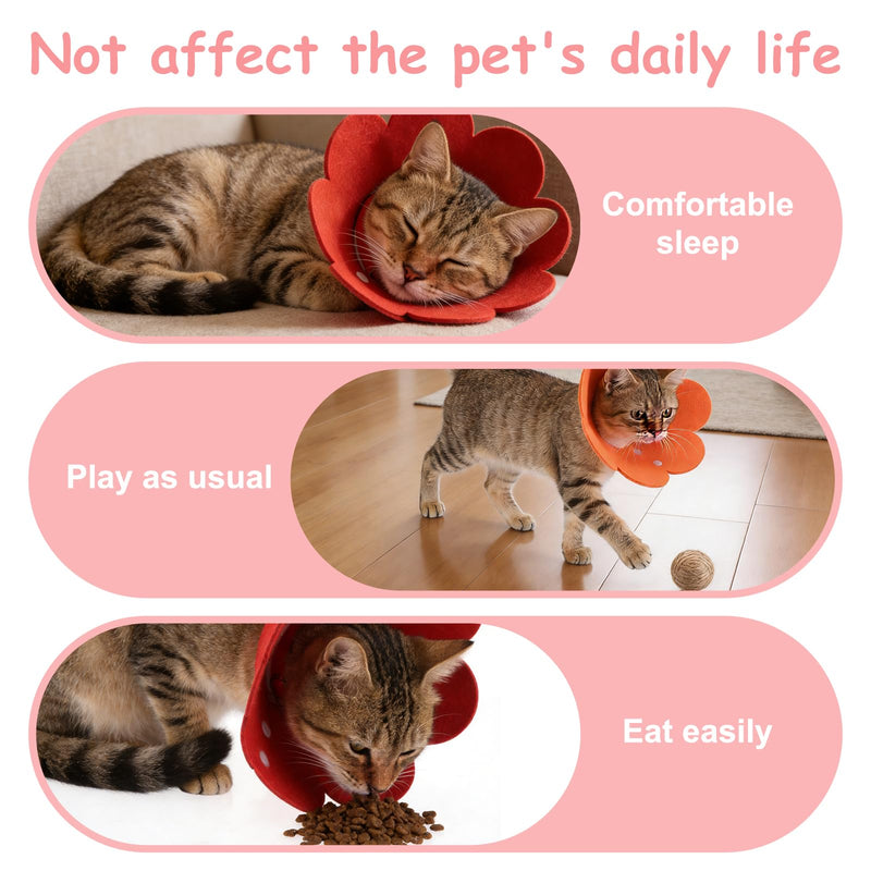 Felt Cat Recovery Collar, Cute Flower Cat Recovery Collar Adjustable Recovery Cones (2Pcs, XS 5.1-6.3inch, Sky Blue) for Small Dogs Kittens Cats XS（0-1 KG/0-2.2 lb）