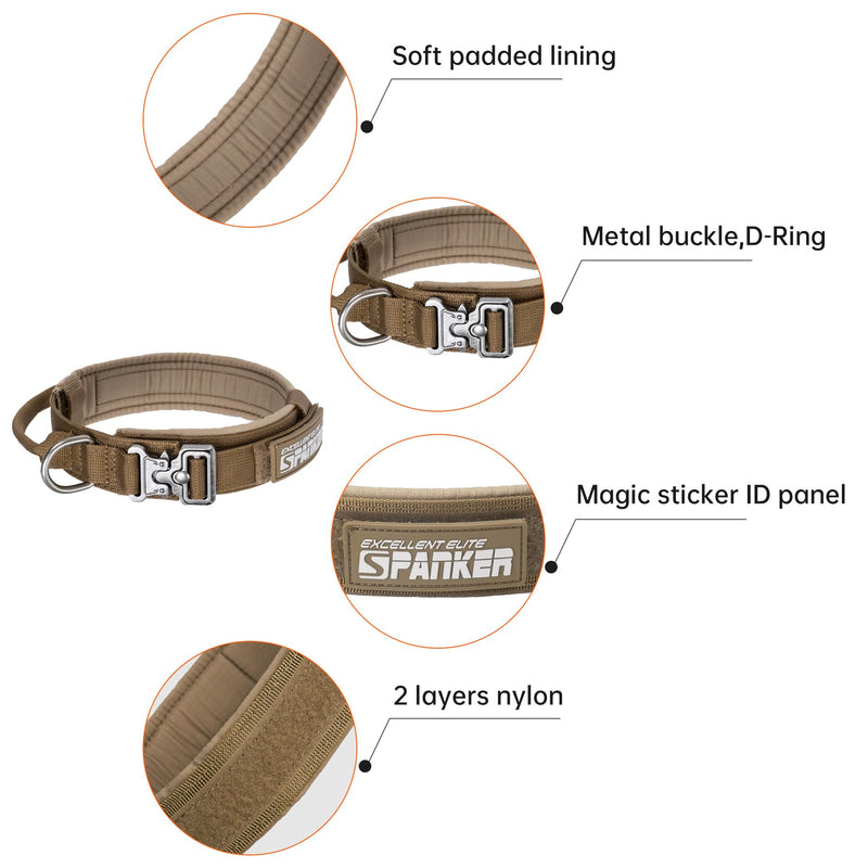 L Size Tactical Dog Collar Nylon Adjustable Military Collar Tactical Bungee Dog Leash Military Adjustable Leash - PawsPlanet Australia
