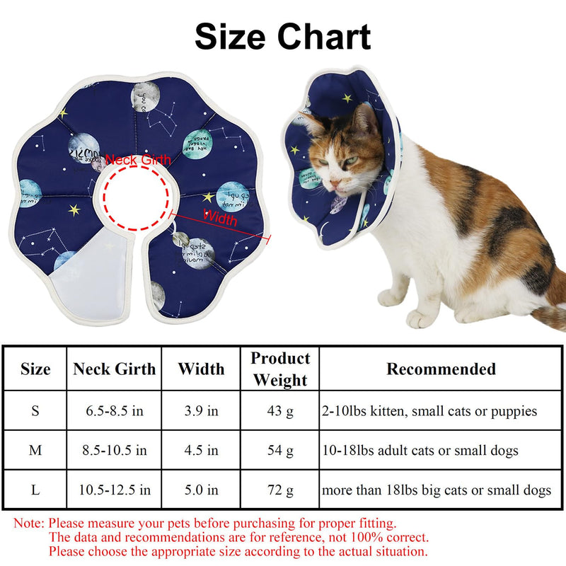 Soft Cat Recovery Cone, Durable Dog Collar After Surgery, Waterproof Pet Elizabethan Collar Protective Wound Healing for Cats and Puppies (Medium/Constellation Pattern) Medium / Constellation Pattern