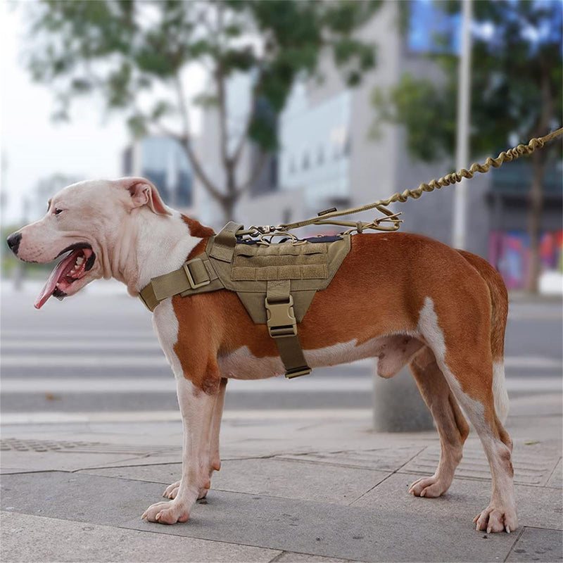 EXCELLENT ELITE SPANKER Tactical Military Dog Harness Adjustable No-Pull Military Patrol Service Dog Harness Training Hunting Vest with Handle(Gry-M) M (Chest:28''-35'') Grey - PawsPlanet Australia