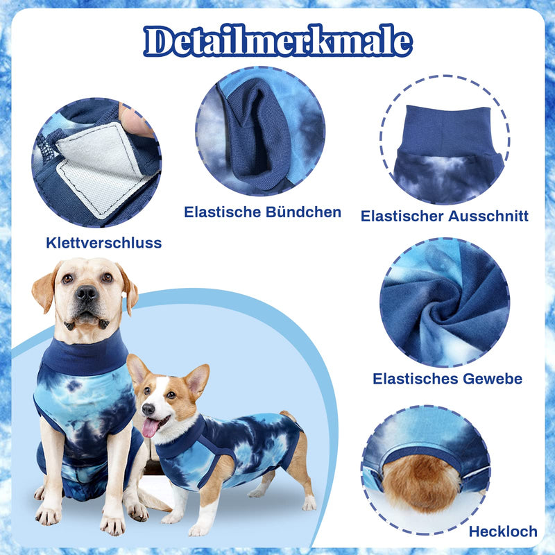 Dog Bodysuit After Surgery Dog Castration, Surgical Suit Dog Castration Dog, Dog Body Suit After Castration for Dogs Surgery Suit Pet Shirts (Bandages -Dyed Blue, S)