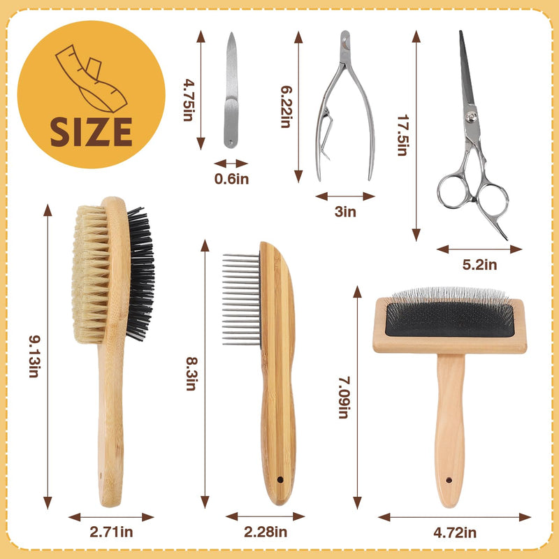 Dog Grooming Brush Kit,Deshedding Dog Brush for Shedding Short Hair Dogs with Pet Nail Clipper and File, Two Sided Pet Brushes for Dogs Removing Dirt & Loose Hair(7PCS) BLACK - PawsPlanet Australia