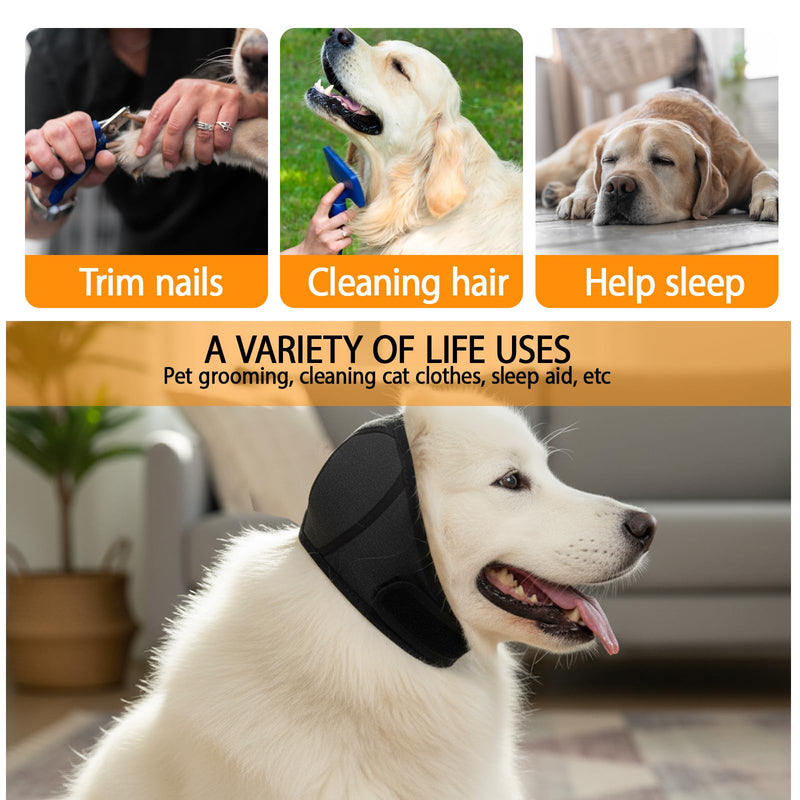 2 Packs Dog Ear Defenders, Dog Ear Protectors, Adjustable M Size Calming Head Wrap with Ear Muffs for Noise Protection, Bathing & Grooming