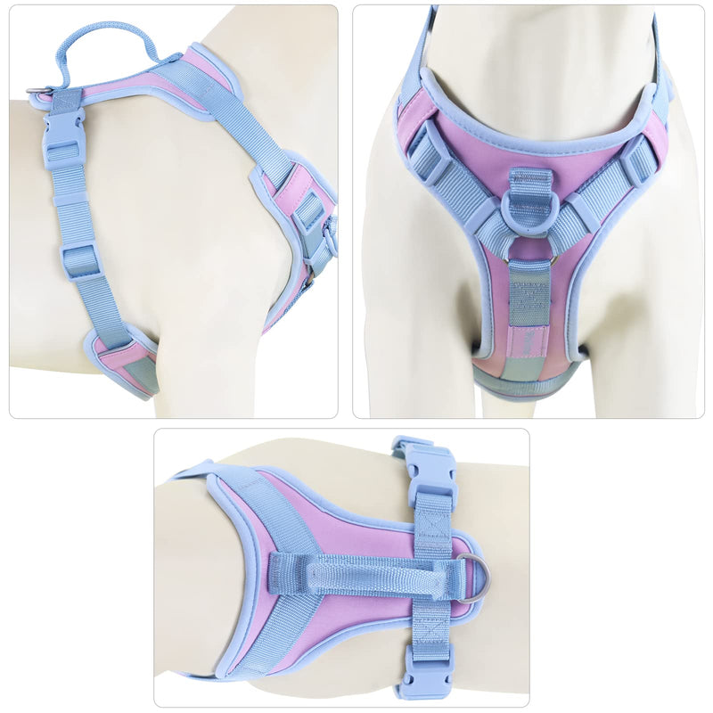 Wolfone No Pull Dog Harness Adjustable Soft Padded Pet Vest with Control Handle Adorable Daily Harness for Dogs（Sweet Lilac M） {M} Neck：14”-20”, Chest：18”-24” Sweet Lilac - PawsPlanet Australia