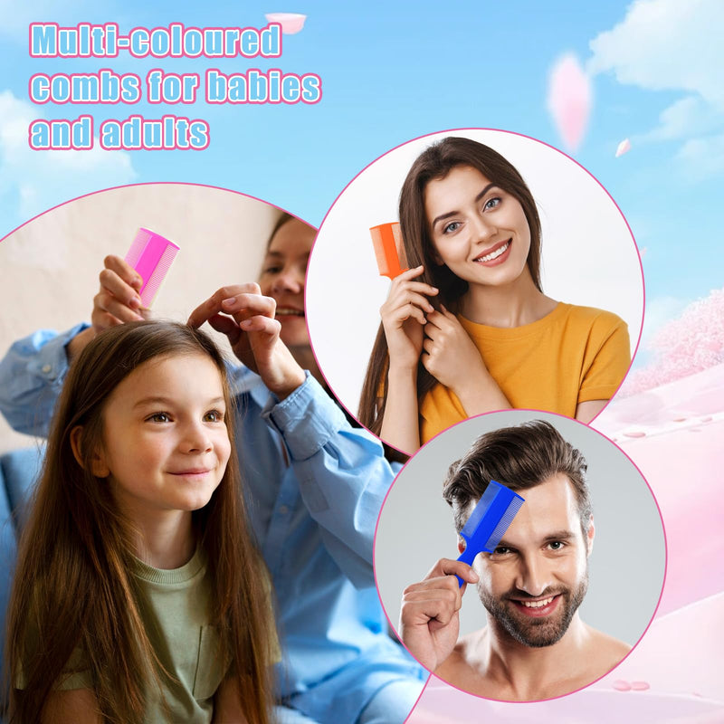 6pcs Double Sided Fine Tooth Lice Comb with Handle, Dandruff and Lice Pet Flea Comb for Newborn Babies Adults Pets Dogs Kitten Cats (Plastic, 6 Colors) - PawsPlanet Australia