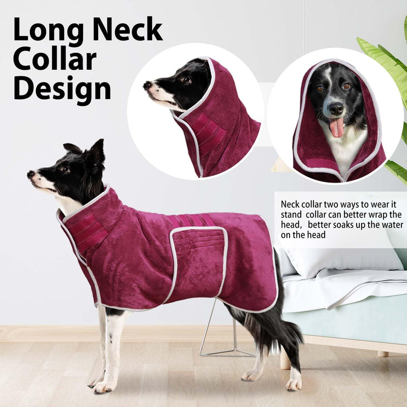 Dog Bathrobe Towel Drying Coat - Super Absorbent Dog Towels Bath Robe for Drying Dogs Large, Soft Adjustable Collar & Belly Strap Fast Drying Coat Pet Dog Cat Bath Robe Towel (Grey, XX-Large) Grey