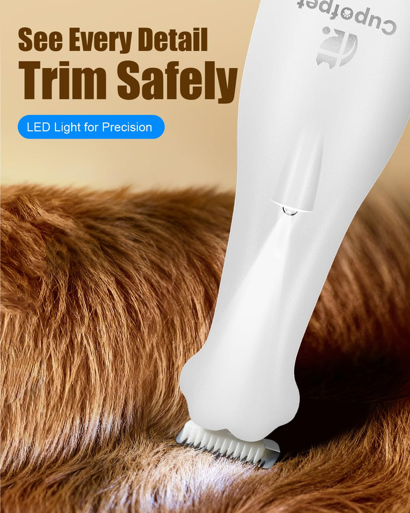 Dog Paw Trimmer for Precision Shaver, Cordless Small Pet Paw Grooming Trimmer, Low Noise for Trimming Dog's Hair Around Paws, Eyes, Ears, Face, Butt(White) White