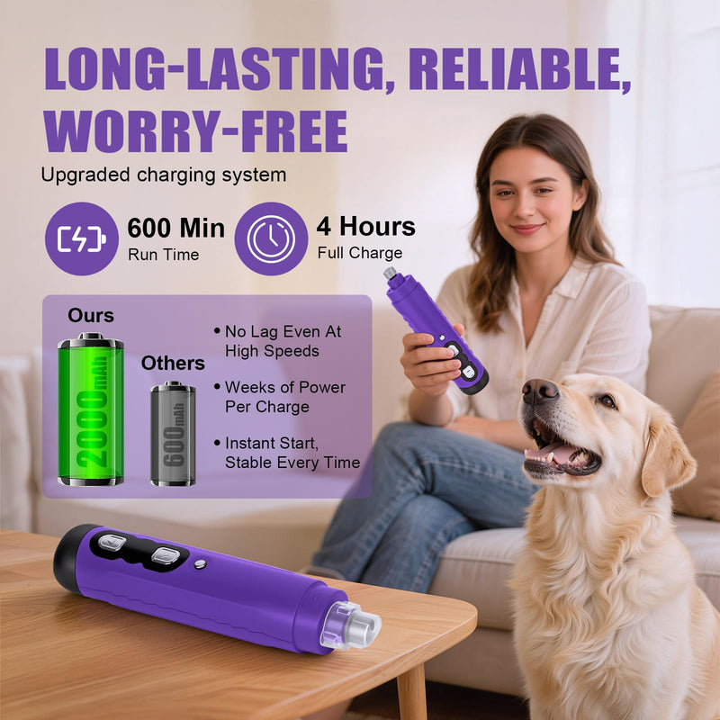 Best Dog Nail Grinder 2026 New 9-Speed Professional Quiet Painless Electric Drill Trimmers for Large Medium Dogs with Quick Sensor Guard, 2 LED Lights, 2000mAh USB Rechargeable - PawsPlanet Australia