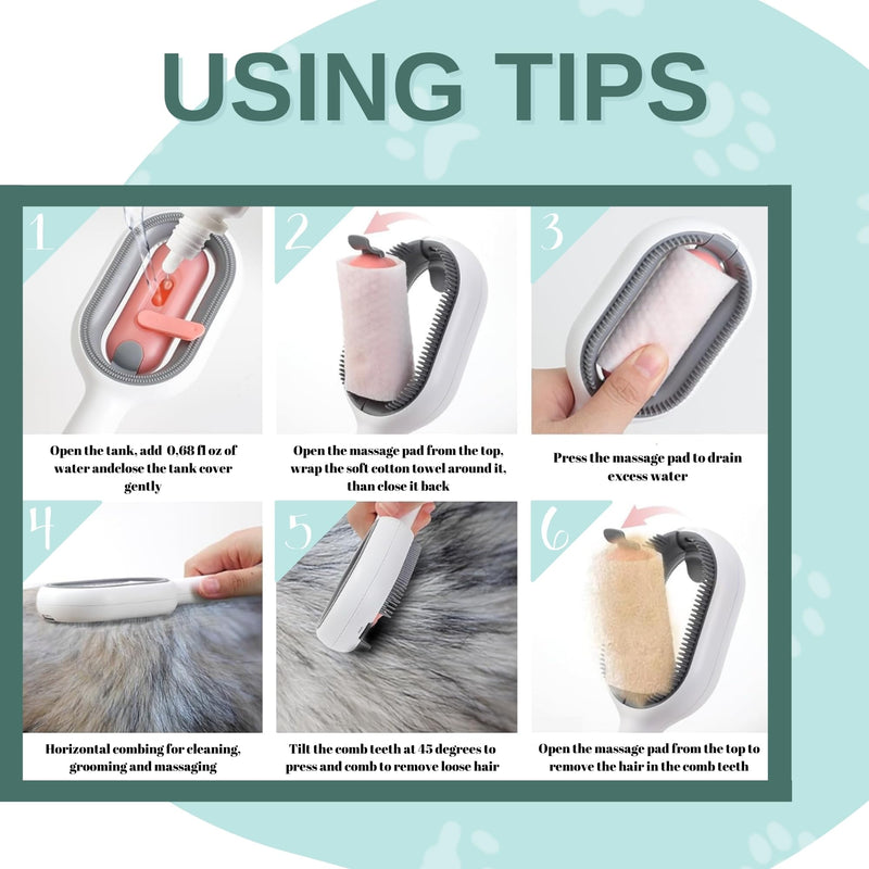 Cat Hair Brush With Water Infused 4 in 1, Pet Grooming Self Cleaning Sticky Brush for Cats, Reusable Cat and Dog Hair Remover with Unique Water Tank Design suitble for every pet hair (blue) blue - PawsPlanet Australia