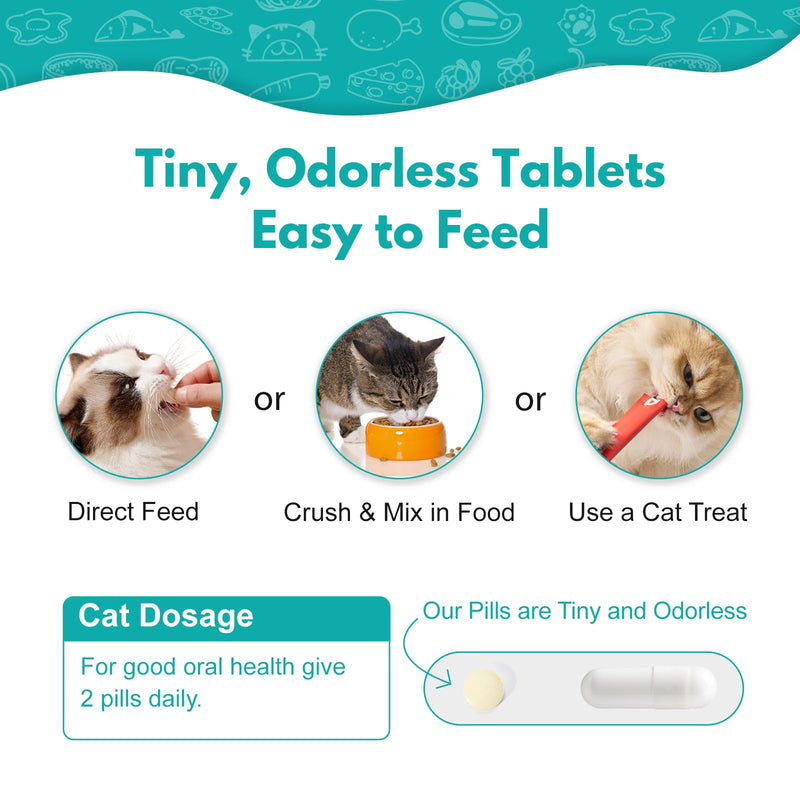 Cat Dental Care, Bad Breath, Stomatitis & Gingivitis Treatment for Cats, Cat Gum Disease Treatment, Cats Oral Health for Teeth, Gums, Mouth and Tartar, 400 Tiny Tablets - PawsPlanet Australia