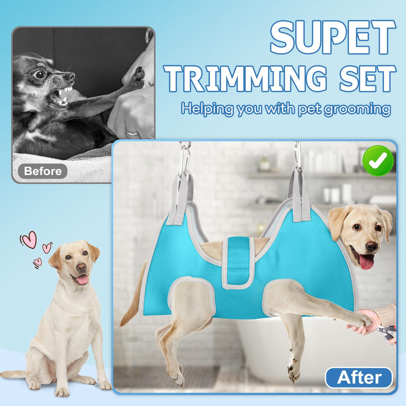 Supet Cat Grooming Hammock Harness for Cats Dogs, Relaxation Pet Restraint & Small Animal Leashes Sling Helper Nail Trimming Clipping XS（ Legs Spacing：6-9.5" / Max W：5-15LBS） Blue - PawsPlanet Australia