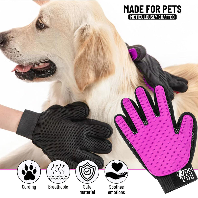 Pet Grooming Gloves with 259 Silicone Tips - Pet Hair Removal Tool Gentle Shedding Dog Washing Gloves - Deshedding Brush Hair Remover Mitts for Dogs & Cats for Long and Short Hair (Pink) PINK - PawsPlanet Australia