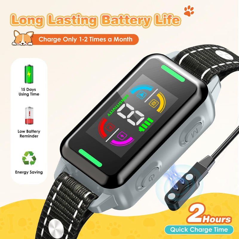 Dog Bark Collar, Bark Collars for Large Medium Small Dogs, Smart Training Collar with 4 Barking Training Modes & 8 Level Sensitivity Adjustable 3.08inches - PawsPlanet Australia