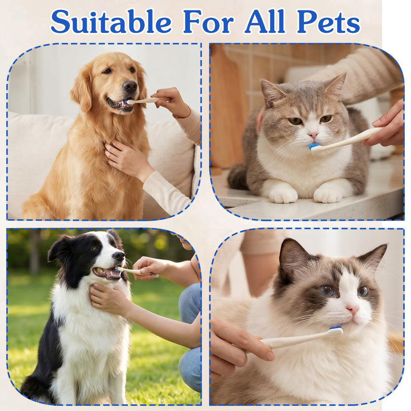 Ouligay 2 PCS Cat Tooth Brush Small Dog Toothbrush Ultra Soft Pet Toothbrush with Micro 15° Curved Brush Head for Kitten Puppy Tiny Pet Daily Deep Dental Clean