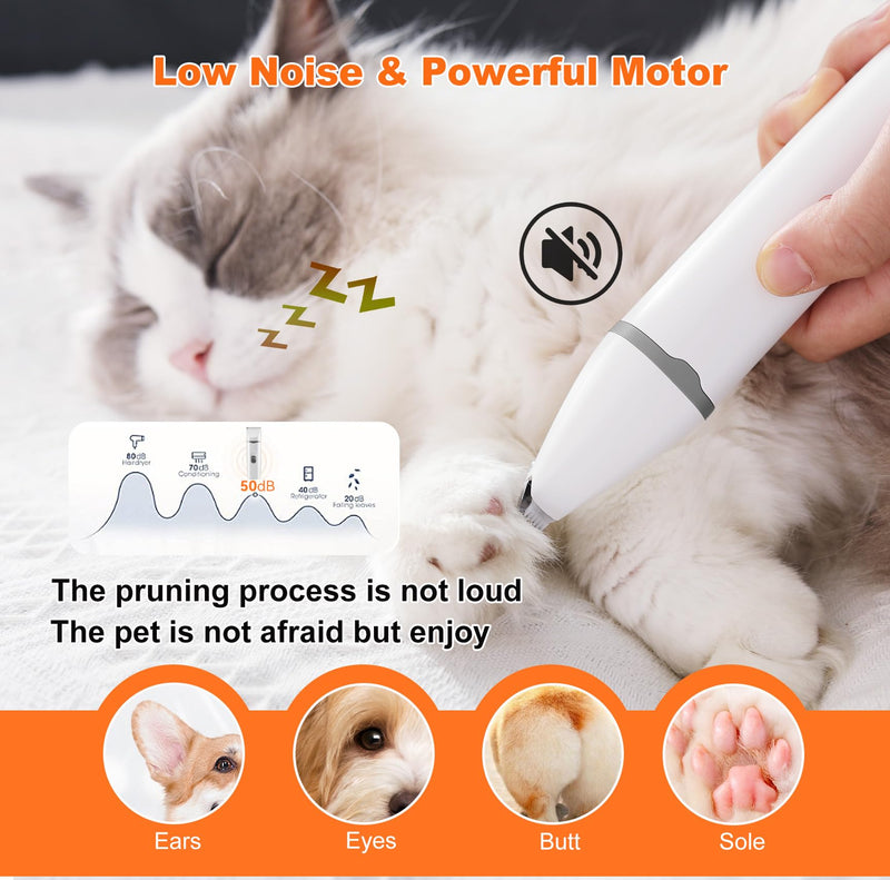Dogs Hair Clippers Grooming Kit with Nail Grinder, 4-in-1 Electric pet Clippers for Dogs, Low Noise USB Rechargeable Cordless for Dogs Cat, Grooming Paws, Eyes, Ears, Face, Matted Hair - PawsPlanet Australia