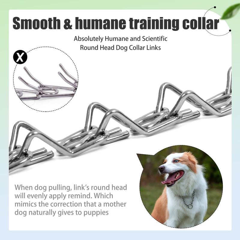 Stainless Steel Curved Prongs Dog Training Collar Adjustable Pet Pinch Collar for Dogs with The Swivel Ring 22in x 3.0mm (Neck Size up to 18in) M/L New M/L(18-23"Neck, 3.0mm)