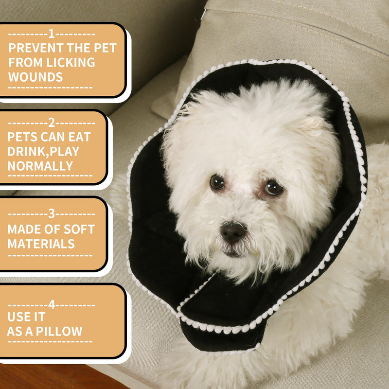 Soft Cat Recovery Collar,Adjustable Cat Cone Collar Cute,Cat Cones After Surgery for Kittens,Black,Samll Small(neck:7.8"-9") Black - PawsPlanet Australia