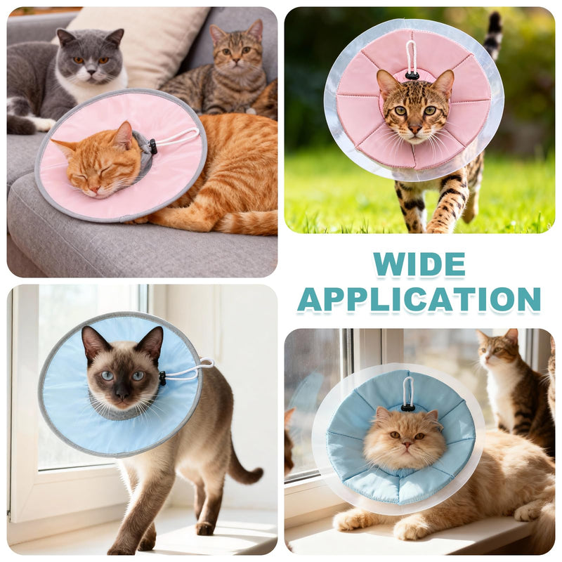 Elizabethan Collar, Cat Cone Collar Pet Cones Cat Recovery Neck Donut Waterproof Adjustable Soft (Polyester, XL, Pink) for Cats Small Dogs After Protective