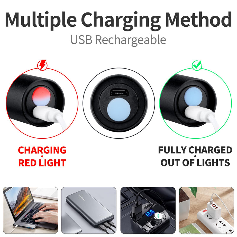 UV Flashlight USB Rechargeable, 365nm Black Light (2 PACK), Mini & Powerful Upgrade Ultraviolet Flashlight Portable Detector for Pet Urine, Cat Dog Stains, Scorpion, Bed Bug 2 PCS - Rechargeable 365nm UV Flashlight-3 - PawsPlanet Australia