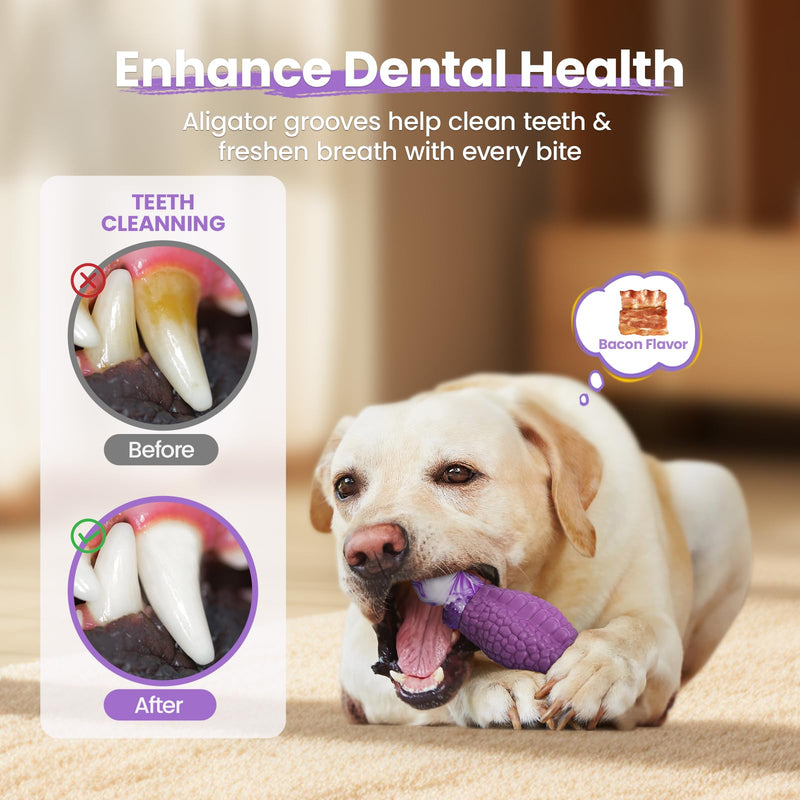 HGB Squeaky Dog Toys for Aggressive Chewers, Tough Indestructible Dog Chew Toy for Large Medium Dogs, Interactive Dog Toys to Keep Them Busy, Dog Toys for Boredom & Enrichment, Bacon Flavor - PawsPlanet Australia