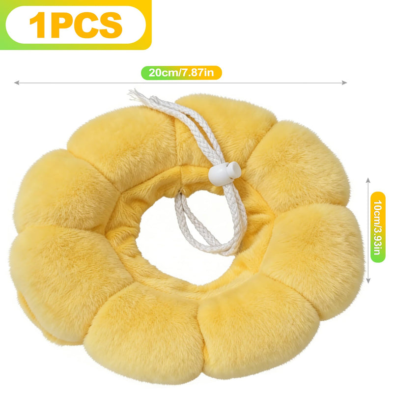 1 Piece Soft Cat Sunflower Neck Collar Adjustable Protective Collar S Comfortable Cat Collar Leak Protection Cleaning Care Alternative to Funnel Kitten Yellow