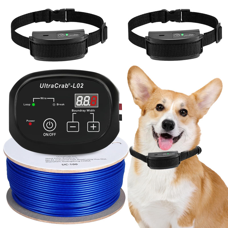 UltrCrab Receiver Collars Replacement for Wired Pet Fence, Rechargeable Waterproof Training Collars for Dogs Over 12lbs+, Adjustable Nylon Strap to Fit Neck Sizes 8-28 in for Invisible Dog Fence, Blue - PawsPlanet Australia