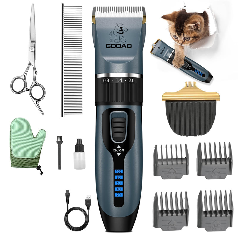 Cat Clippers for Matted Hair, Cat Grooming Kit, Cordless Cat Shaver for Long Hair, Low Noise Paw Trimmer, Cat Hair Trimmer for Grooming,Quiet Pet Hair Clippers Tools for Cats Dogs (Blue) Blue